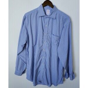 Brooks Brothers Madison Mens Dress Shirt 16.5 34 Check Plaid Non-Iron Supima